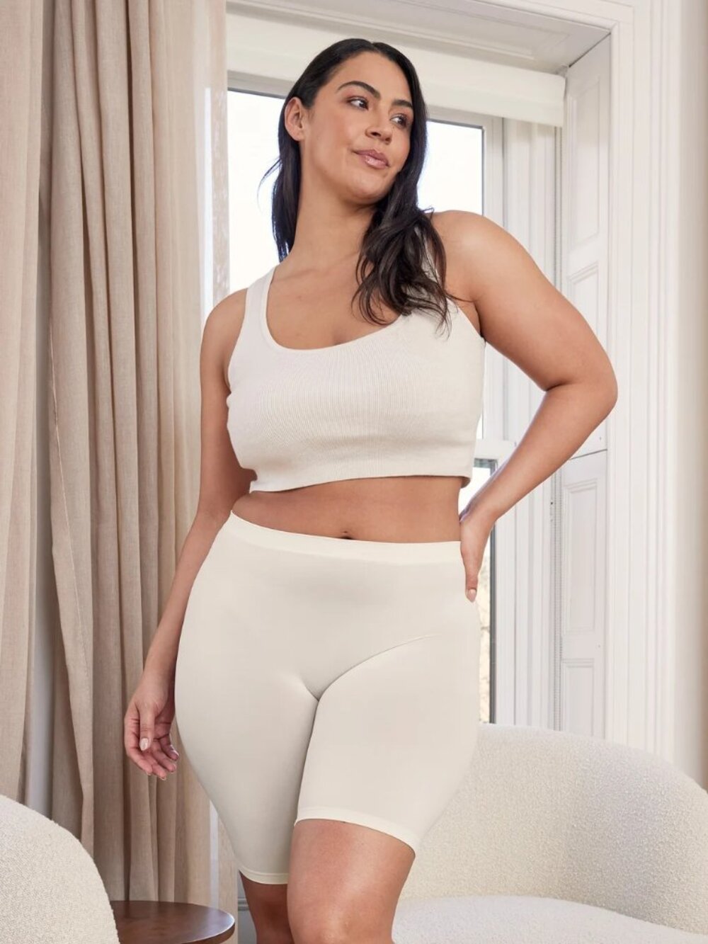 NEW The Thigh Society The WhispAir Cooling Anti-Chafe Slip Short Vanilla 9" L/XL